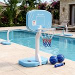 everfit 2 in 1 pool basketball hoop volleyball net set water sports game combo weighted base blue