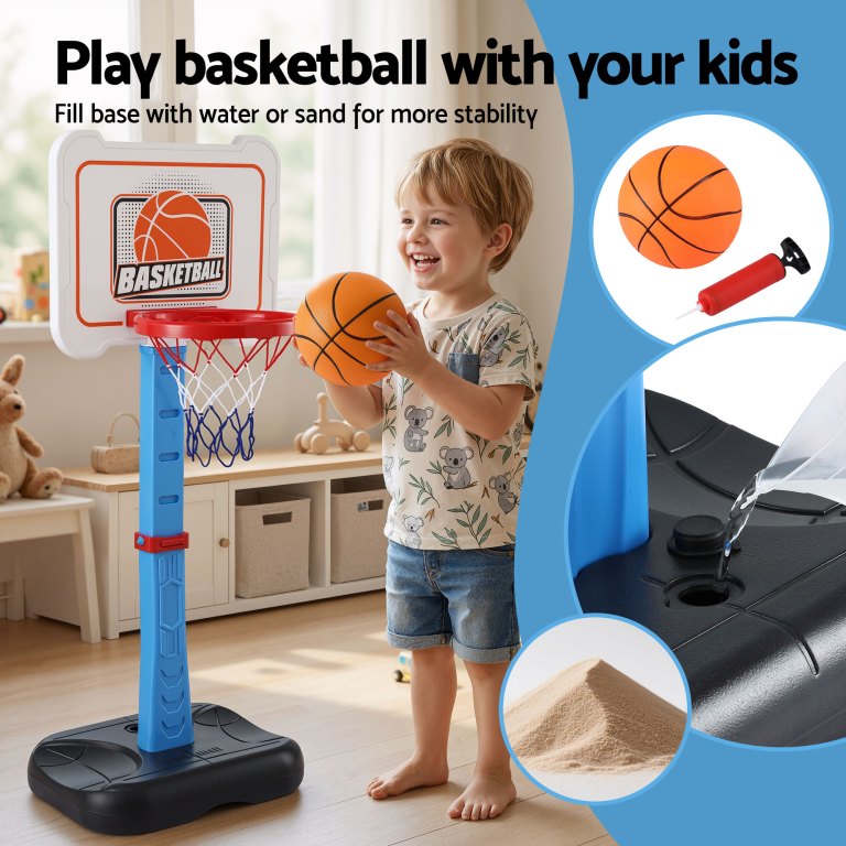 keezi kids basketball hoop stand baseball set adjustable height sports toys blue keezi kids basketball hoop stand baseball set adjustable height sports toys blue