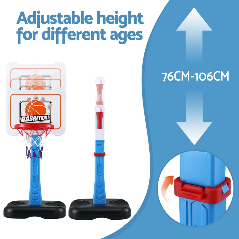 keezi kids basketball hoop stand baseball set adjustable height sports toys blue keezi kids basketball hoop stand baseball set adjustable height sports toys blue