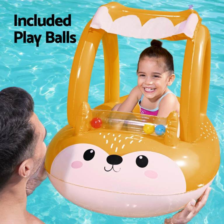 bestway kids inflatable fox swim float floating seat canopy pool toys 94x66cm bestway kids inflatable fox swim float floating seat canopy pool toys 94x66cm