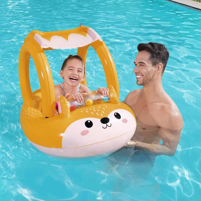 bestway kids inflatable fox swim float floating seat canopy pool toys 94x66cm bestway kids inflatable fox swim float floating seat canopy pool toys 94x66cm