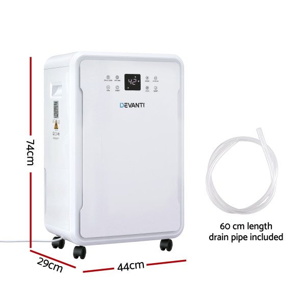 devanti 50l/day dehumidifier home air dryer mould moisture 8.5l tank