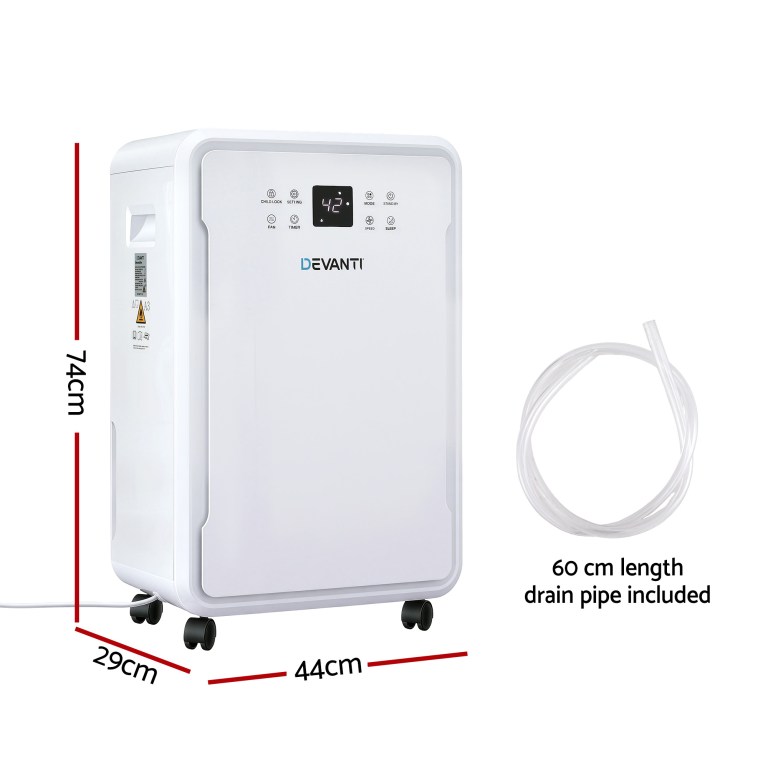 devanti 50l/day dehumidifier home air dryer mould moisture 8.5l tank