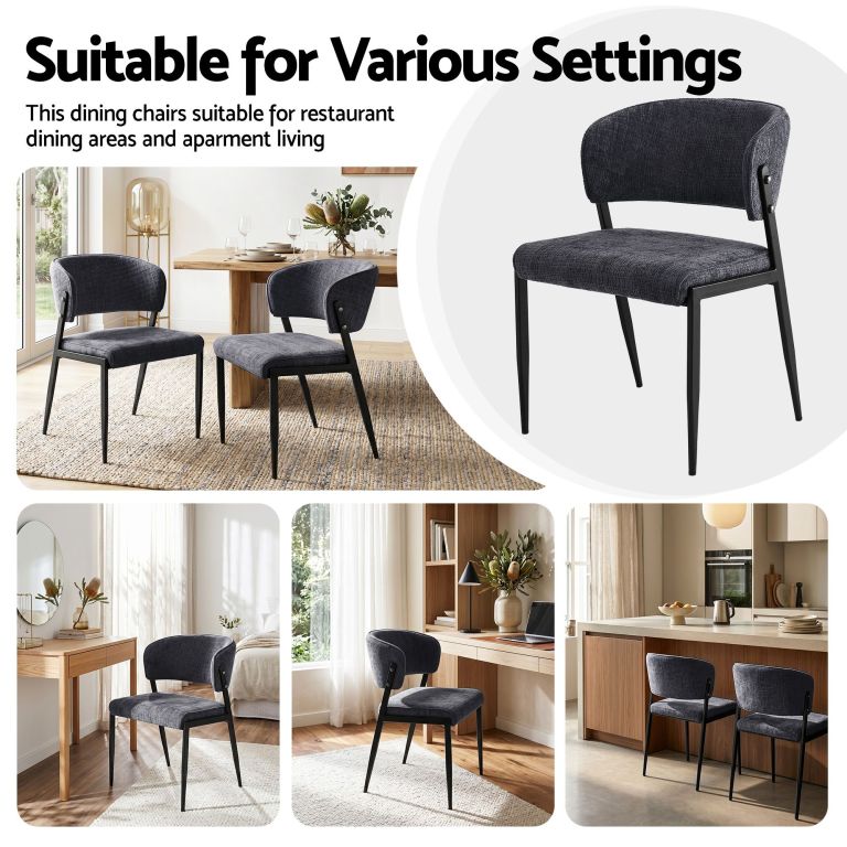 artiss dining chairs set of 2 linen fabric soft upholstered chairs charcoal artiss dining chairs set of 2 linen fabric soft upholstered chairs charcoal