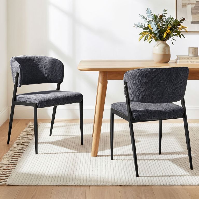 artiss dining chairs set of 2 linen fabric soft upholstered chairs charcoal artiss dining chairs set of 2 linen fabric soft upholstered chairs charcoal