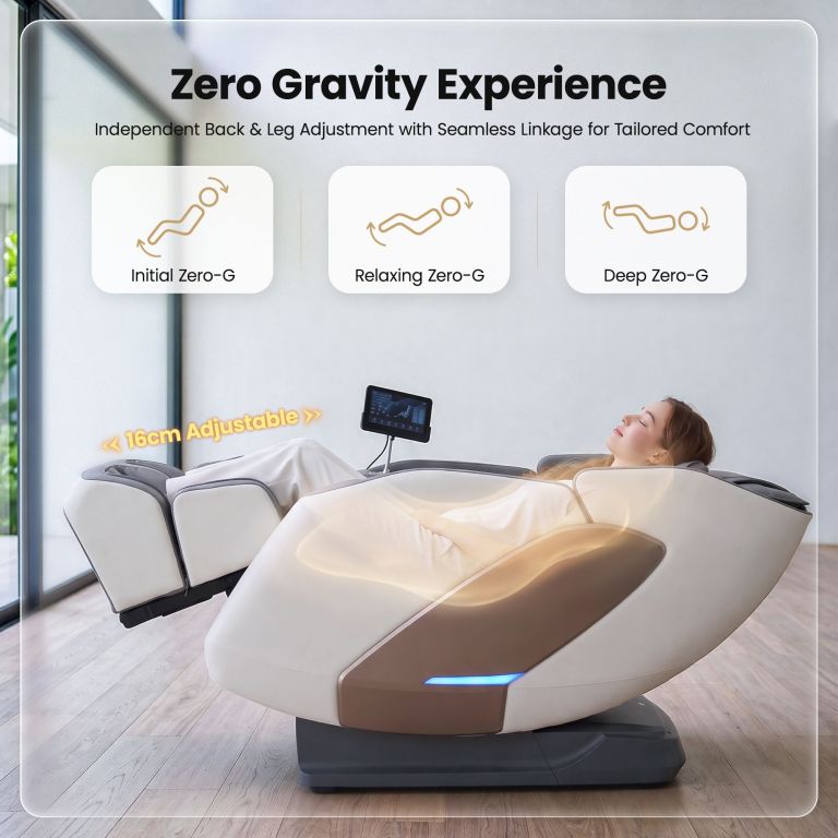 livemor prestige 4d dual mechanism massage chair, full body zero gravity recliner with extended sl track, body scan, air compression, waist heating, foot rollers, voice control & wireless charging