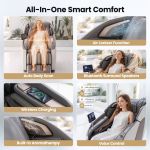 livemor prestige 4d dual mechanism massage chair, full body zero gravity recliner with extended sl track, body scan, air compression, waist heating, foot rollers, voice control & wireless charging
