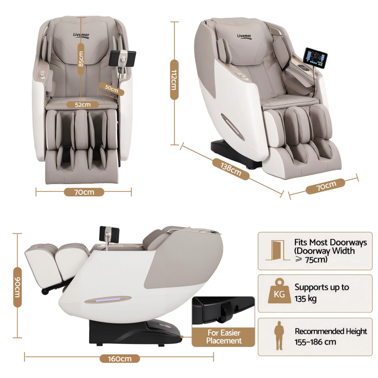 livemor elite 4d massage chair recliner, sl track zero gravity & heat auto body scan, 12 auto programs, 3 zero g positions, foot rollers, airbag compression, bluetooth speaker, wireless charging livemor elite 4d massage chair recliner, sl track zero gravity & heat auto body scan, 12 auto programs, 3 zero g positions, foot rollers, airbag compression, bluetooth speaker, wireless charging