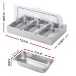 5 star chef 3 pan food serving display stainless steel with clear roll top cover
