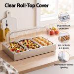 5 star chef 3 pan food serving display stainless steel with clear roll top cover