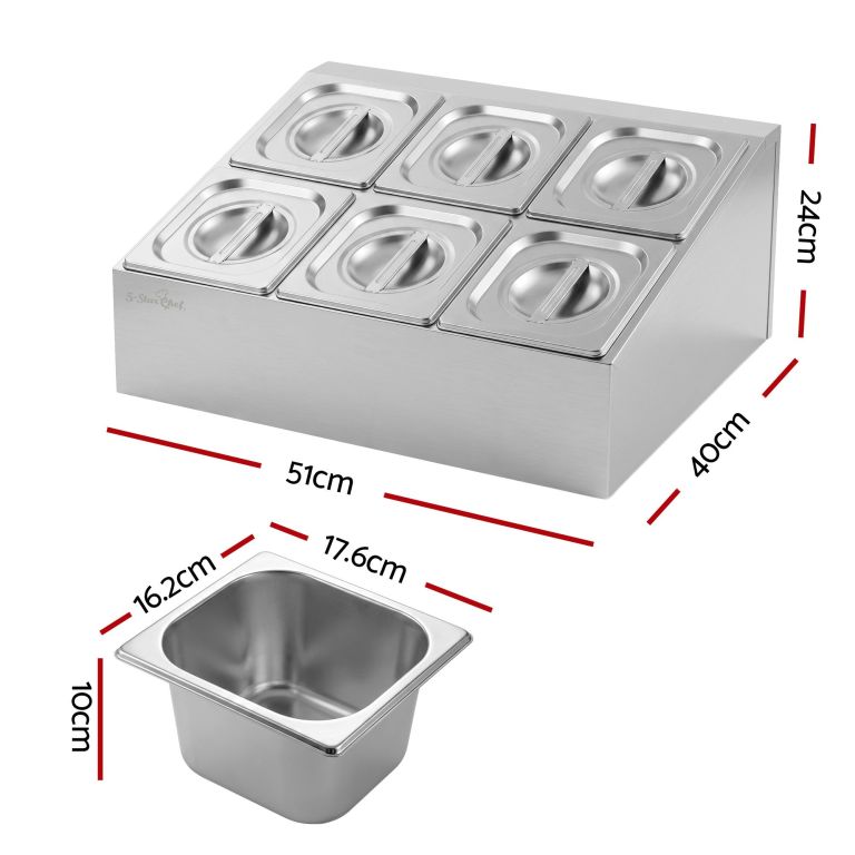 5 star chef 6 pan food serving display container stainless steel food container lids