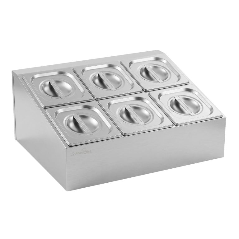 5 star chef 6 pan food serving display container stainless steel food container lids