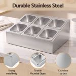 5 star chef 6 pan food serving display container stainless steel food container lids