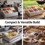 5 star chef 6 pan food serving display container stainless steel food container lids