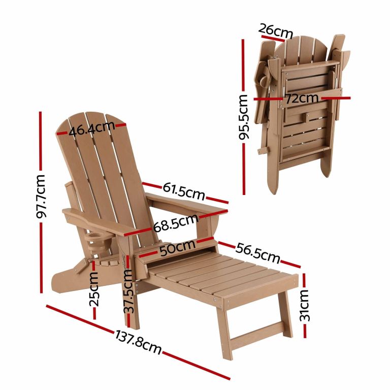 gardeon folding sun lounger adirondack chair outdoor lounge setting hdpe recliner footrest khaki gardeon folding sun lounger adirondack chair outdoor lounge setting hdpe recliner footrest khaki