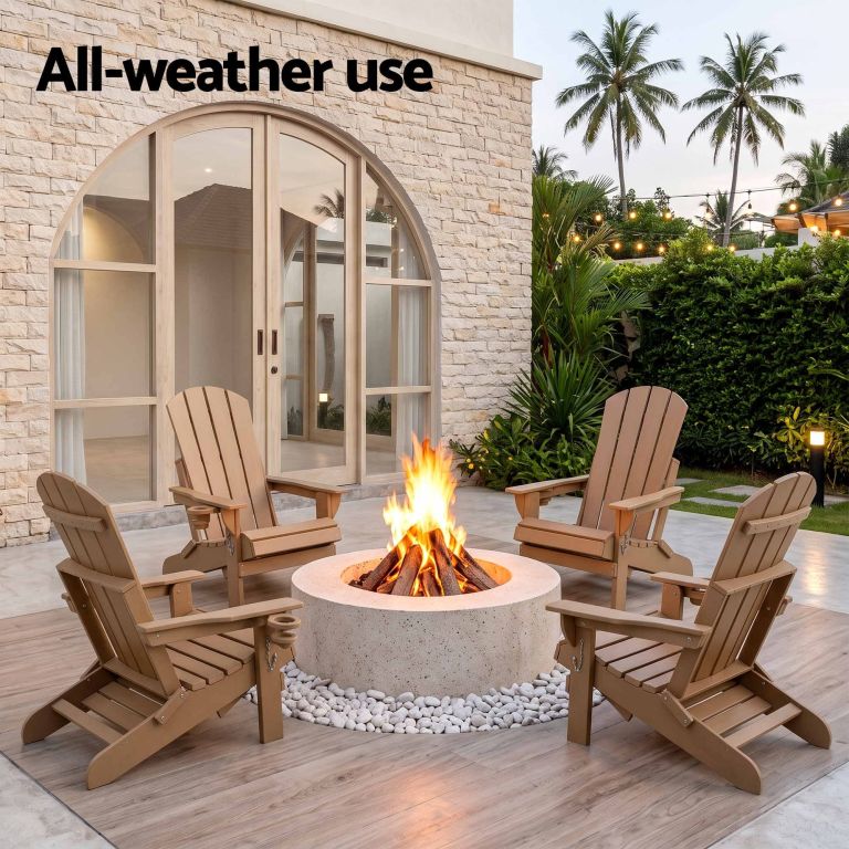 gardeon folding sun lounger adirondack chair outdoor lounge setting hdpe recliner footrest khaki gardeon folding sun lounger adirondack chair outdoor lounge setting hdpe recliner footrest khaki