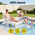 gardeon folding sun lounger adirondack chair outdoor lounge setting hdpe recliner footrest white gardeon folding sun lounger adirondack chair outdoor lounge setting hdpe recliner footrest white