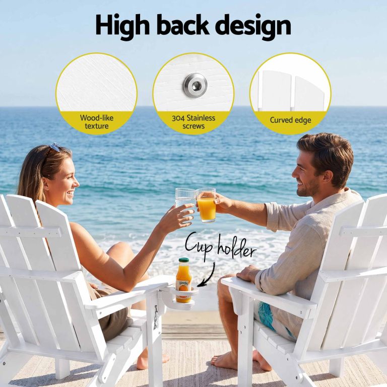 gardeon folding sun lounger adirondack chair outdoor lounge setting hdpe recliner footrest white gardeon folding sun lounger adirondack chair outdoor lounge setting hdpe recliner footrest white