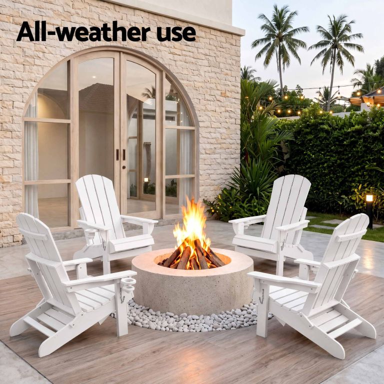gardeon folding sun lounger adirondack chair outdoor lounge setting hdpe recliner footrest white gardeon folding sun lounger adirondack chair outdoor lounge setting hdpe recliner footrest white