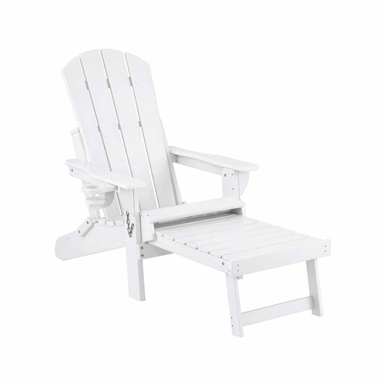 gardeon folding sun lounger adirondack chair outdoor lounge setting hdpe recliner footrest white gardeon folding sun lounger adirondack chair outdoor lounge setting hdpe recliner footrest white