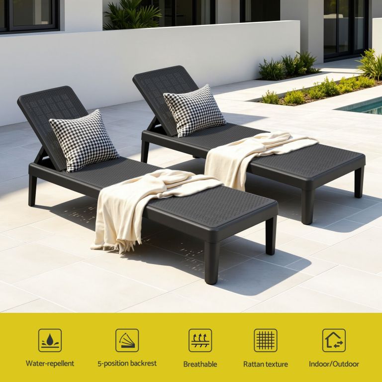 gardeon sun lounge adjustable lounger patio outdoor furniture lightweight black
