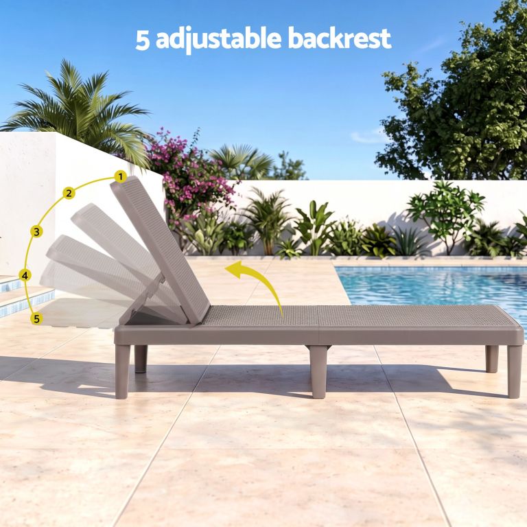 gardeon sun lounge adjustable lounger patio outdoor furniture lightweight brown