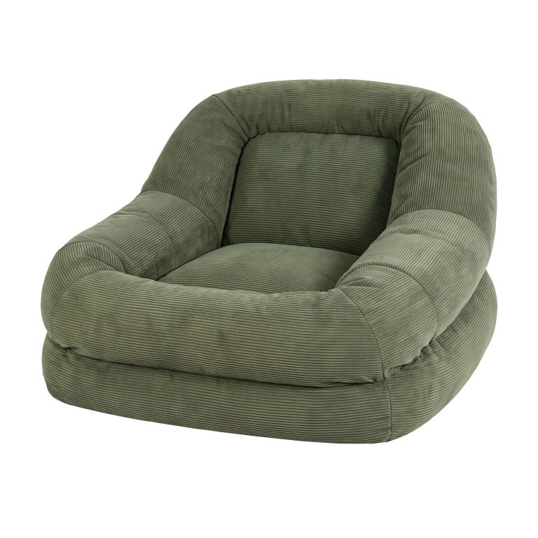 artiss armchair floor chair couch recliner 1 seater cloud chaise lounge corduroy green