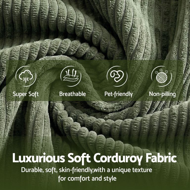 artiss armchair floor chair couch recliner 1 seater cloud chaise lounge corduroy green