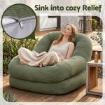 artiss armchair floor chair couch recliner 1 seater cloud chaise lounge corduroy green