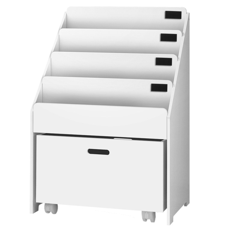 keezi 4 tiers kids bookshelf storage organiser children bookcase drawers display