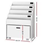 keezi 4 tiers kids bookshelf storage organiser children bookcase drawers display