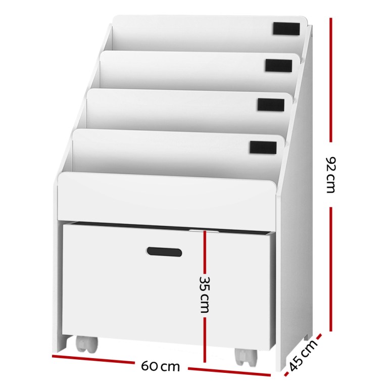 keezi 4 tiers kids bookshelf storage organiser children bookcase drawers display