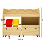 keezi 3 tiers kids bookshelf storage children bookcase toy box organiser display