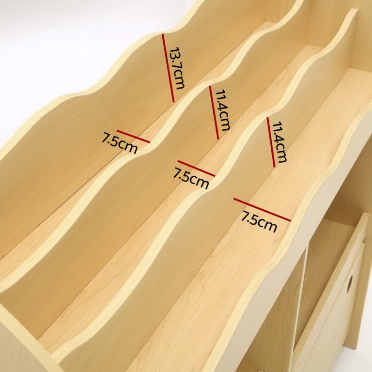 keezi 3 tiers kids bookshelf storage children bookcase toy box organiser display