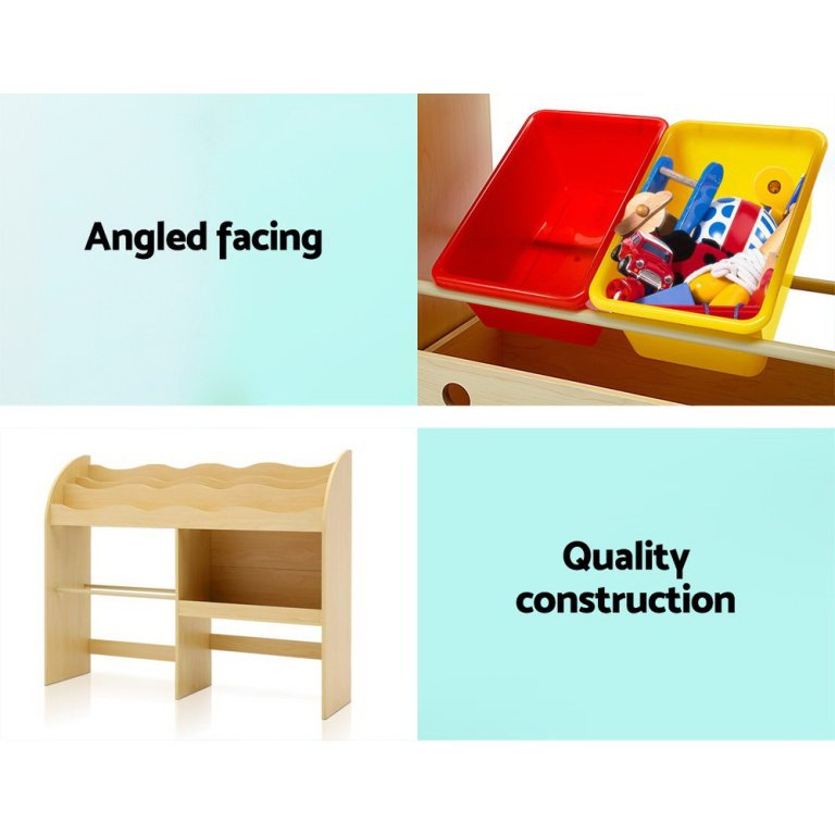 keezi 3 tiers kids bookshelf storage children bookcase toy box organiser display