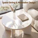 artiss round coffee table high gloss center table minimalist living room furniture 78x35cm cream white artiss round coffee table high gloss center table minimalist living room furniture 78x35cm cream white