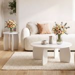 artiss round coffee table high gloss center table minimalist living room furniture 78x35cm cream white artiss round coffee table high gloss center table minimalist living room furniture 78x35cm cream white