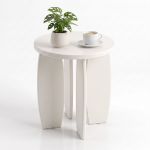artiss round end table high gloss small coffee table side bedside nightstand 40x45cm cream white