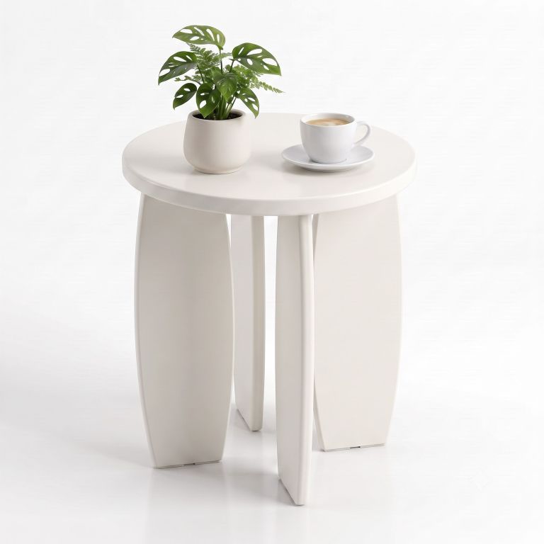 artiss round end table high gloss small coffee table side bedside nightstand 40x45cm cream white
