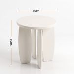 artiss round end table high gloss small coffee table side bedside nightstand 40x45cm cream white