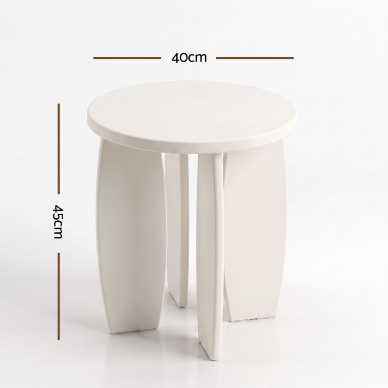 artiss round end table high gloss small coffee table side bedside nightstand 40x45cm cream white