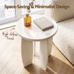 artiss round end table high gloss small coffee table side bedside nightstand 40x45cm cream white