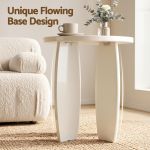 artiss round end table high gloss small coffee table side bedside nightstand 40x45cm cream white