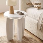artiss round end table high gloss small coffee table side bedside nightstand 40x45cm cream white