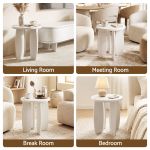 artiss round end table high gloss small coffee table side bedside nightstand 40x45cm cream white