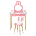 1 set of keezi kids dressing table wooden bunny pink 1 set of keezi kids dressing table wooden bunny pink