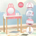 1 set of keezi kids dressing table wooden bunny pink 1 set of keezi kids dressing table wooden bunny pink