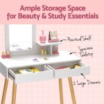 keezi kids dressing table vanity makeup chair set with mirror drawers wooden legs keezi kids dressing table vanity makeup chair set with mirror drawers wooden legs