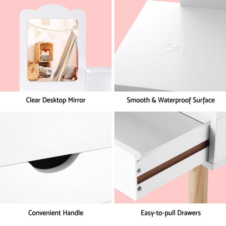keezi kids dressing table vanity makeup chair set with mirror drawers wooden legs keezi kids dressing table vanity makeup chair set with mirror drawers wooden legs