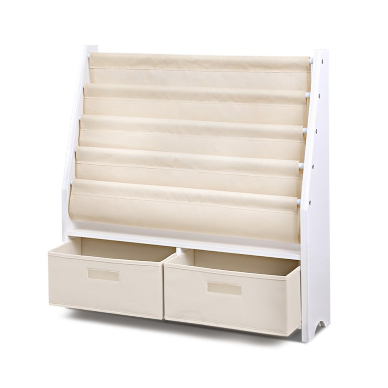 keezi 4 tiers kids bookshelf magazine rack children bookcase organiser drawer